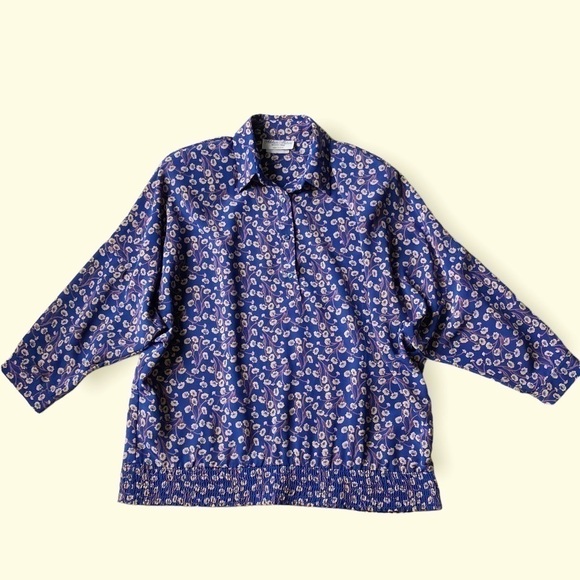 VTG 80S Blouse Adelaar Matson Liberty Ditsy Floral blouson shirt half sleeve L - Picture 4 of 14